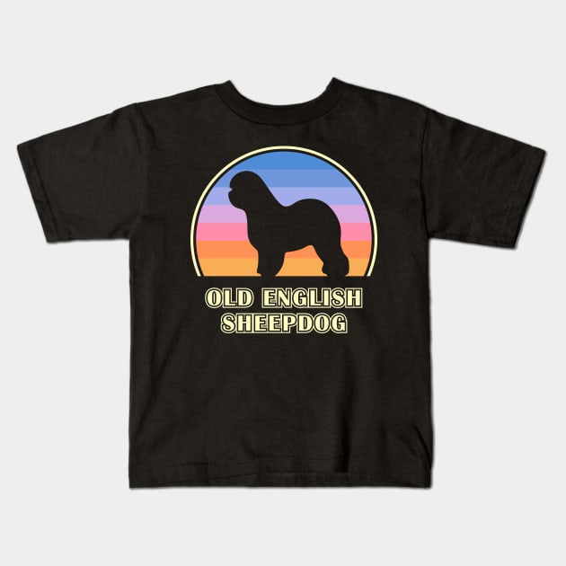 Old English Sheepdog Vintage Sunset Dog Kids T-Shirt by millersye